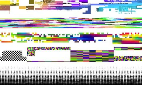 Glitch set with color elements. Digital abstract shapes. Random pixel glitch Stock Illustration