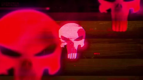 Glitch skull hacker animation Cyber attack Red Color Stock Footage 343567281