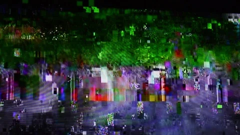 Glitch smart TV static noise distorted signal problems Stock Footage 109404545