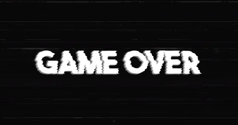 Glitch stile game over advertisement banner on black background loop Stock Footage 83460733