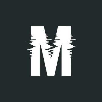 Glitch still letter M. Vector symbol. Stock Illustration