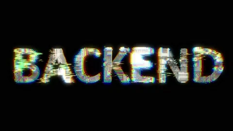 Glitch style cybernetic animated text BACKEND on black background Stock Footage 220522314