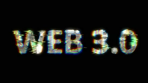 Glitch style cybernetical animated text WEB 3 0 on black bg Stock Footage 239053898