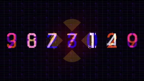Glitch Styled Abstract Numerals with Digital Overlay on Dark Background Stock-Footage 317302543