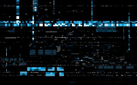 Glitch techno background. Data distortion effect. Distorted code with pixels. イラスト素材