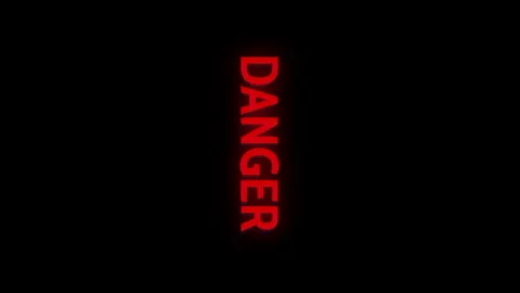 Glitch Text Animation - Danger. Flashing Warning Sign on Black Background Video stock 302098985