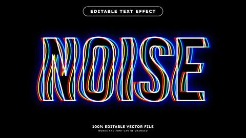 Glitch Text Effect with distortion 3D effect Yellow red and blue channels Stock Illustration