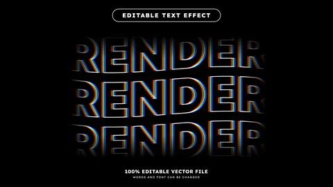 Glitch Text Effect with distortion 3D effect Yellow red and blue channels Stock Illustration