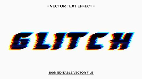 Glitch text effect neon style editable text effect Stock Illustration