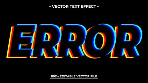 Glitch text effect neon style editable text effect Illustrazione stock