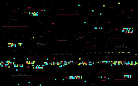 Glitch texture. Digital disintegration on dark backdrop. Futuristic video dis Stock Illustration