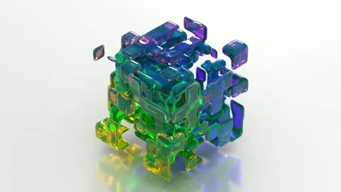 Glitch Transculent Cube 8 4K Stock Footage 265862666
