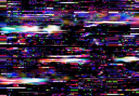 Glitch on TV, broken computer screen background Illustrazione stock