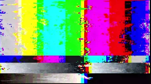 Glitch tv static noise, color bars signal on analog screen, bad reception t.. Stock Footage 346496460