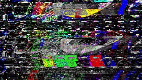 Glitch TV Static Noise Distorted Signal Problems Stock Footage 106600410