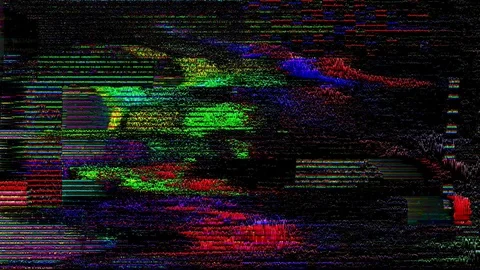 Glitch TV Static Noise Distorted Signal Problems Stock Footage 121311536