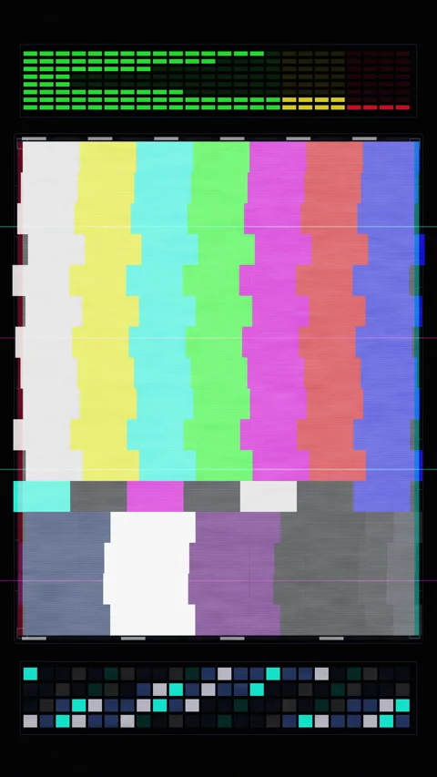 Glitch tv test pattern, color bars, noise, digital distortion Stock Footage 346738394