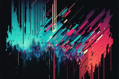 Glitch vector background, colorful wallpaper, Made by AI Stock Illustration