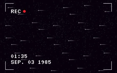 Glitch VHS effect. Old camera template on black background. Retro tape with Stock Illustration