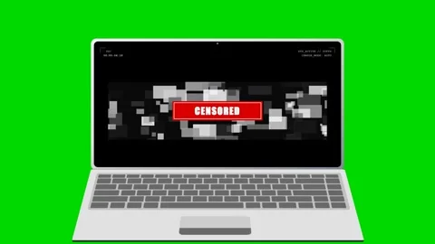 Glitch Video Feed with Red Censored Label Overlay 4K Stock Footage 338328384