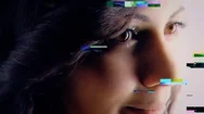 Glitch Vintage Girl Looking Right Stock Footage