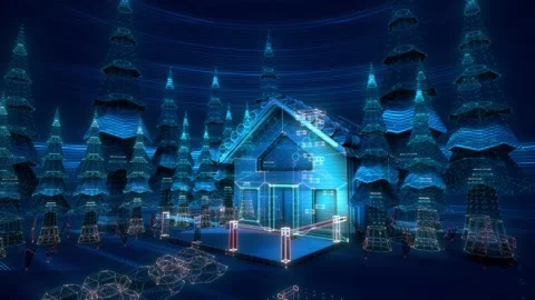 Glitch Virtual House Stock Footage 196734625