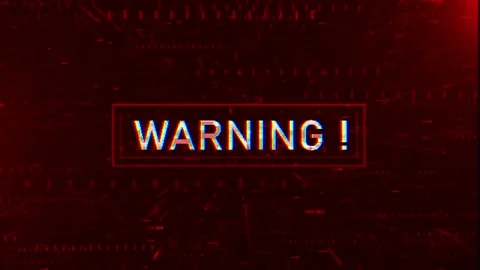 Glitch warning cyber security visual crimson alert text, red digital interferenc Stock Footage 340576031
