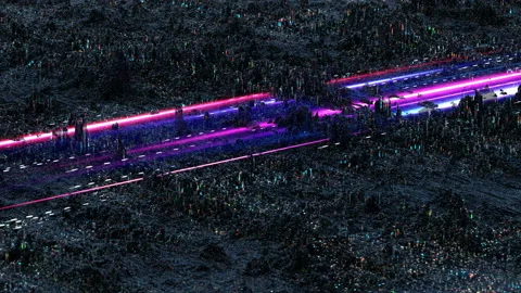 Glitch wave function visualization seamless loop 3D render animation Stock Footage 120811934