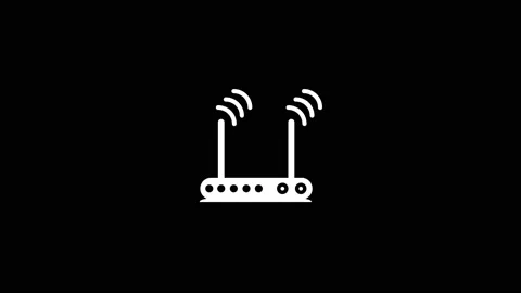Glitch wi fi transmitter icon on black background. Stock Footage 170691155
