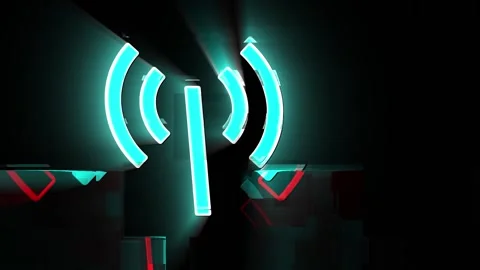Glitch on WIFI Wireless network symbol animation Stock Footage 188918869