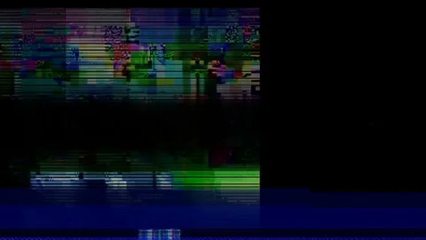 Glitch in working of the digital black screen of TV or computer. Bad quality of Stock Footage 106063255