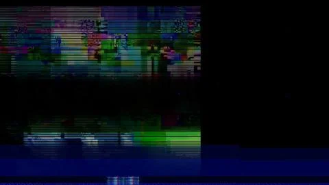 Glitch in working of the digital black screen of TV or computer. Bad quality of 스톡 일러스트