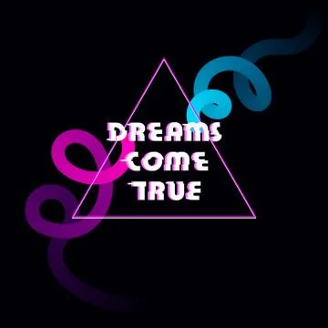 Glitched broken text dreams come true in triangle Stock Illustration