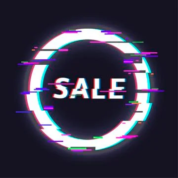 Glitched circle frame Stock Illustration