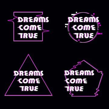 Glitched distorted 8 bit like text dreams come true Illustrazione stock