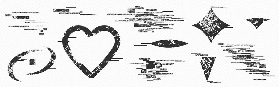 Glitched distorted shapes Stock Illustration