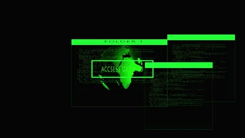 Glitched Green Digital Interface with Pixelated Earth Globe and " ACESGRANT.. Stock Footage 331875225