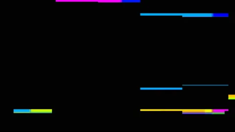 Glitched lines and colorful rectangular shapes. Bunch of collapsing data. Signal Video stock 100587364