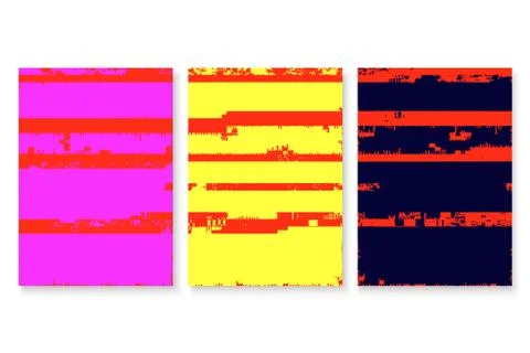 Glitched Poster Cover Set Stock Illustration
