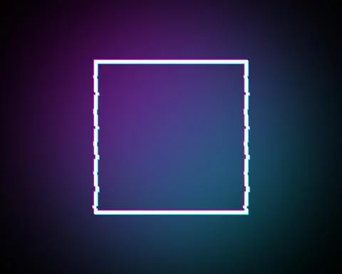 Glitched Square Frame Design. Distorted Glitch Style Modern Background. Glow  Stock Illustration