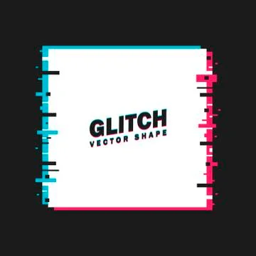 Glitched Square Frame. Distorted Glitch Style Modern Background. Glow Design  스톡 일러스트