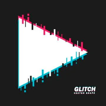 Glitched Triangle Shape. Distorted Glitch Style Modern Background. Glow Desig 库存插图