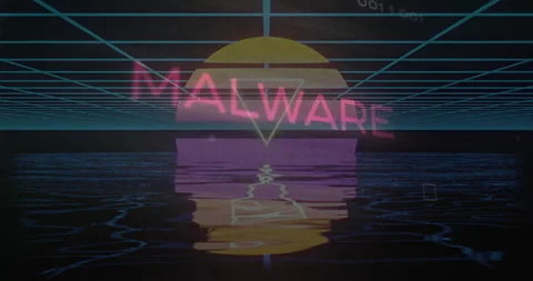 Glitches sweeping grid sparking letters flashing morphing into malware rotating Stock Footage 313492925