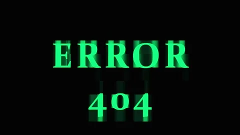 Glitching 404 Error Message with Digital Noise and Scan Lines on Dark Backg.. Stock Footage 343415435