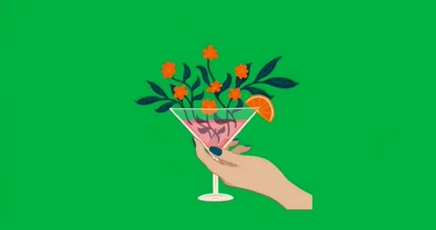 Glitching backdrop flickering transparent background as hand holding pink floral Stock Footage 317213017