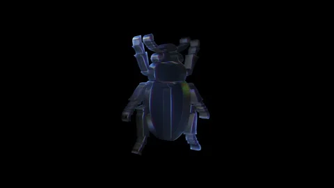 Glitching beetle transforming into digital artifact on black background Stock Footage 320756235