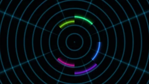 Glitching circular data visualization creates a seamless Stockbeeldmateriaal 342440420
