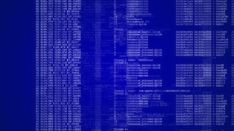 Glitching code appearing on screen, Lines of hacking code glitch System hacked Stock Footage 293012925