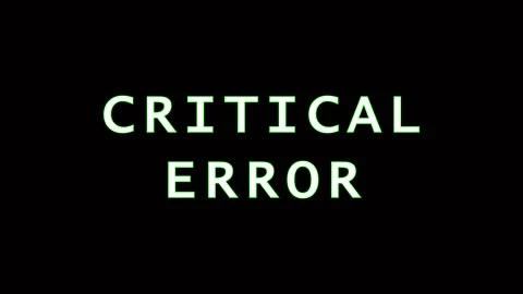 Glitching Critical Error Text Displayed On Black Background With Green Digi.. Stock Footage 343478791