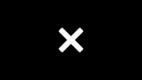 Glitching cross mark transitioning into an arrow on black background Stock Footage 321728517